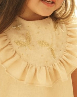 Leaves Ruffle Collar Dress in Blush