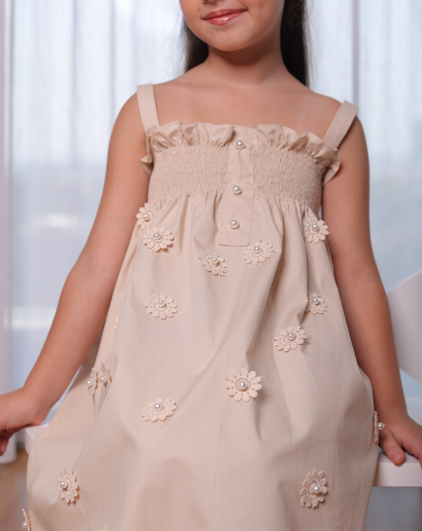 Flower Pearl Set in Beige