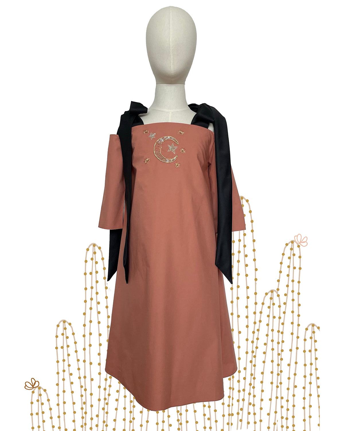 Crescent & Stars Off-Shoulder Kaftan