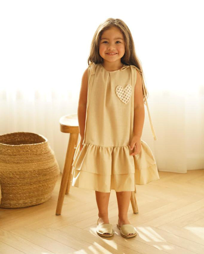 Heart Dress in Beige