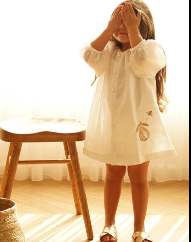 Pearl Pear Dress in White