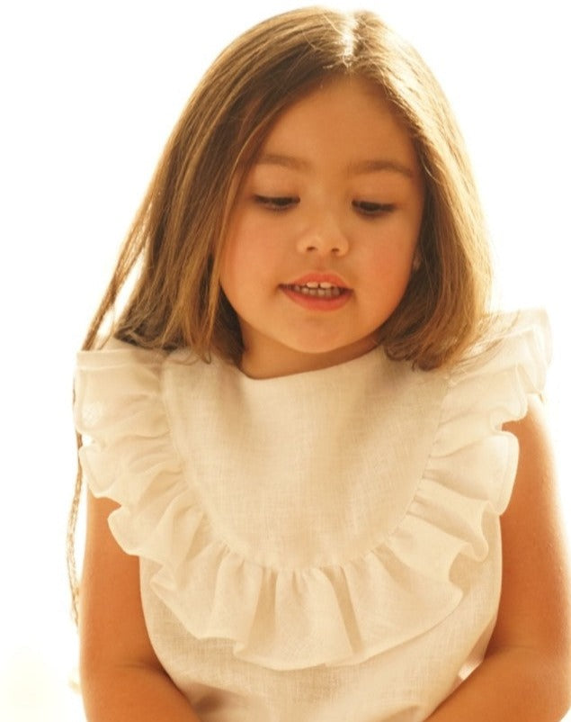 Ruffle Pear Set in White