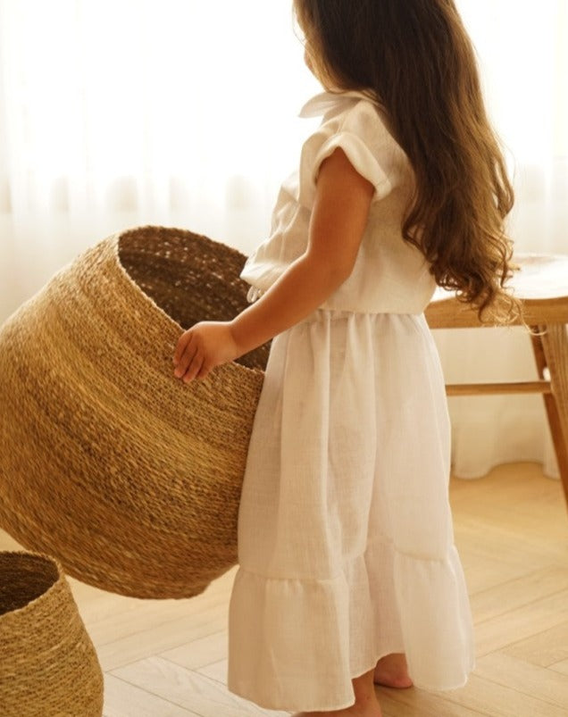 Pearl Top & Skirt Set in White