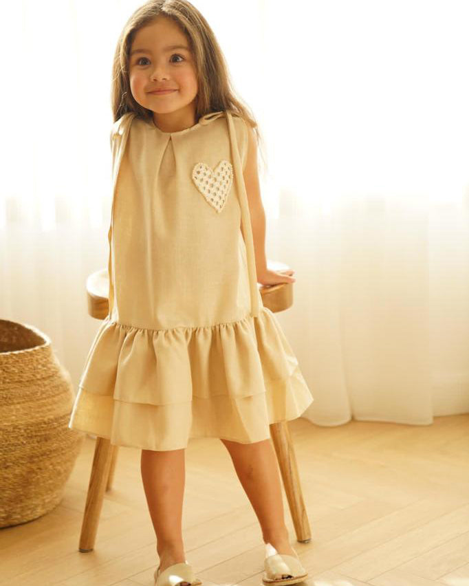 Heart Dress in Beige