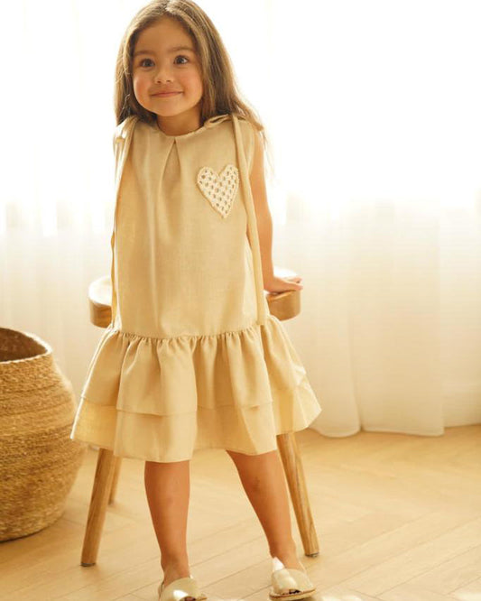 Heart Dress in Beige